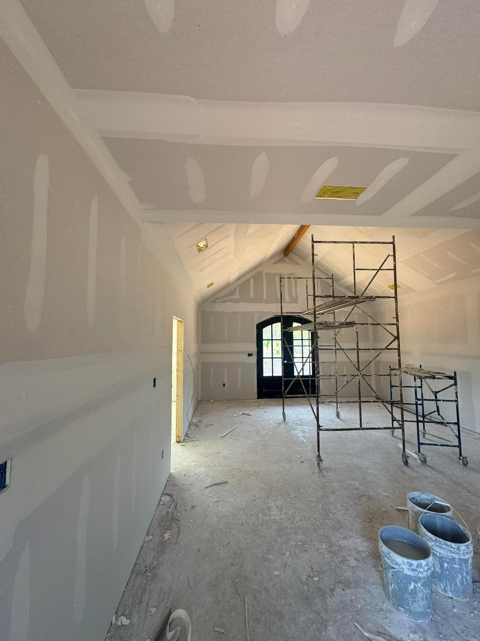 There is a scaffolding in the middle of the room.