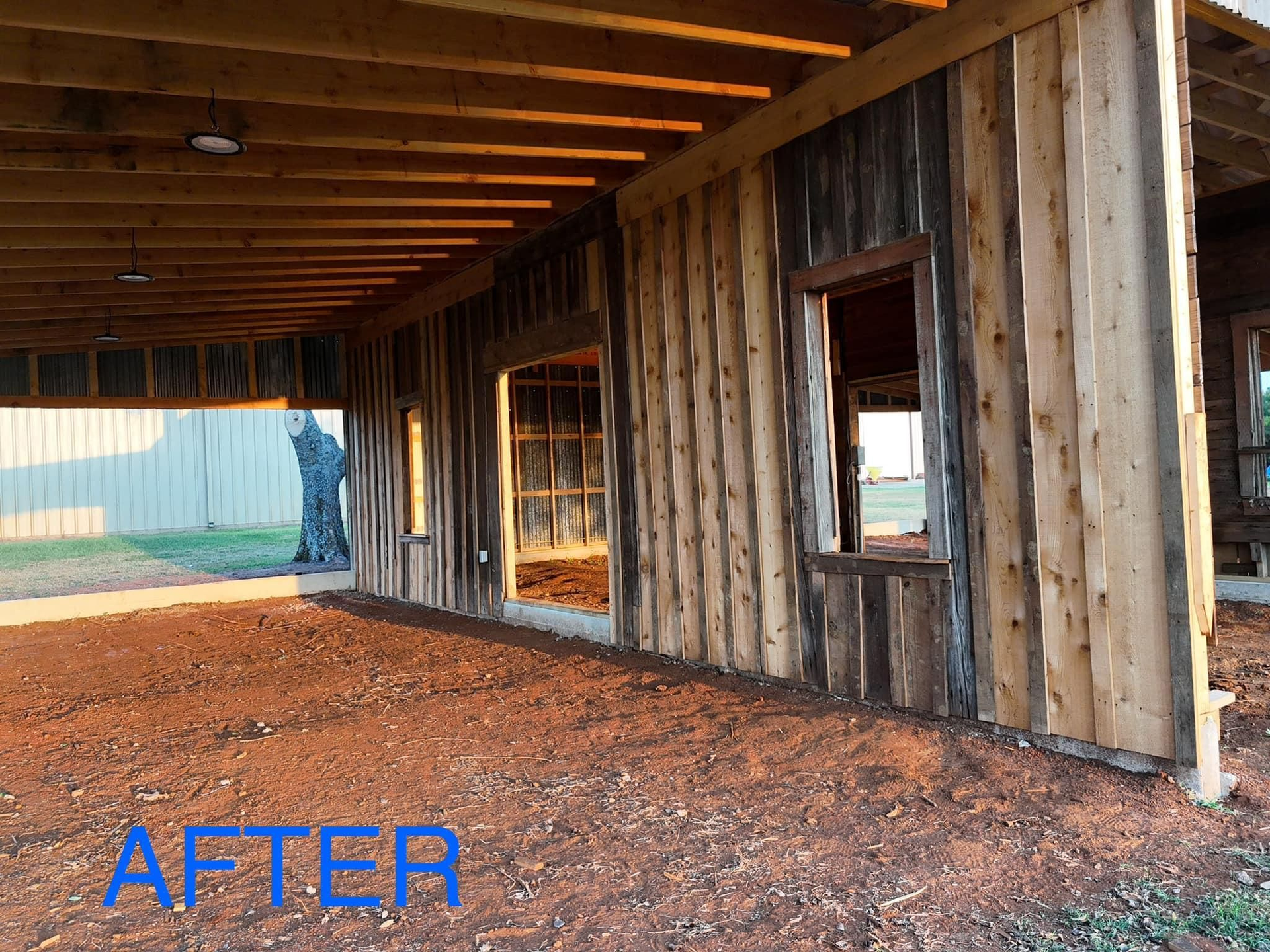 A picture of a house under construction with the words after written on the bottom