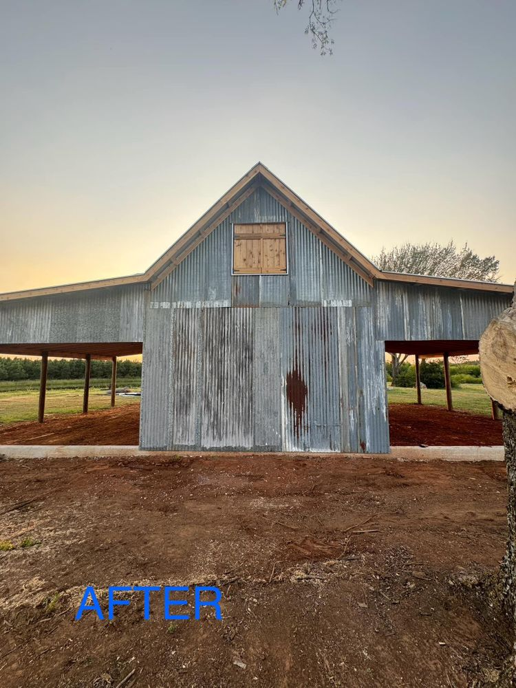 A picture of a barn after being demolished.