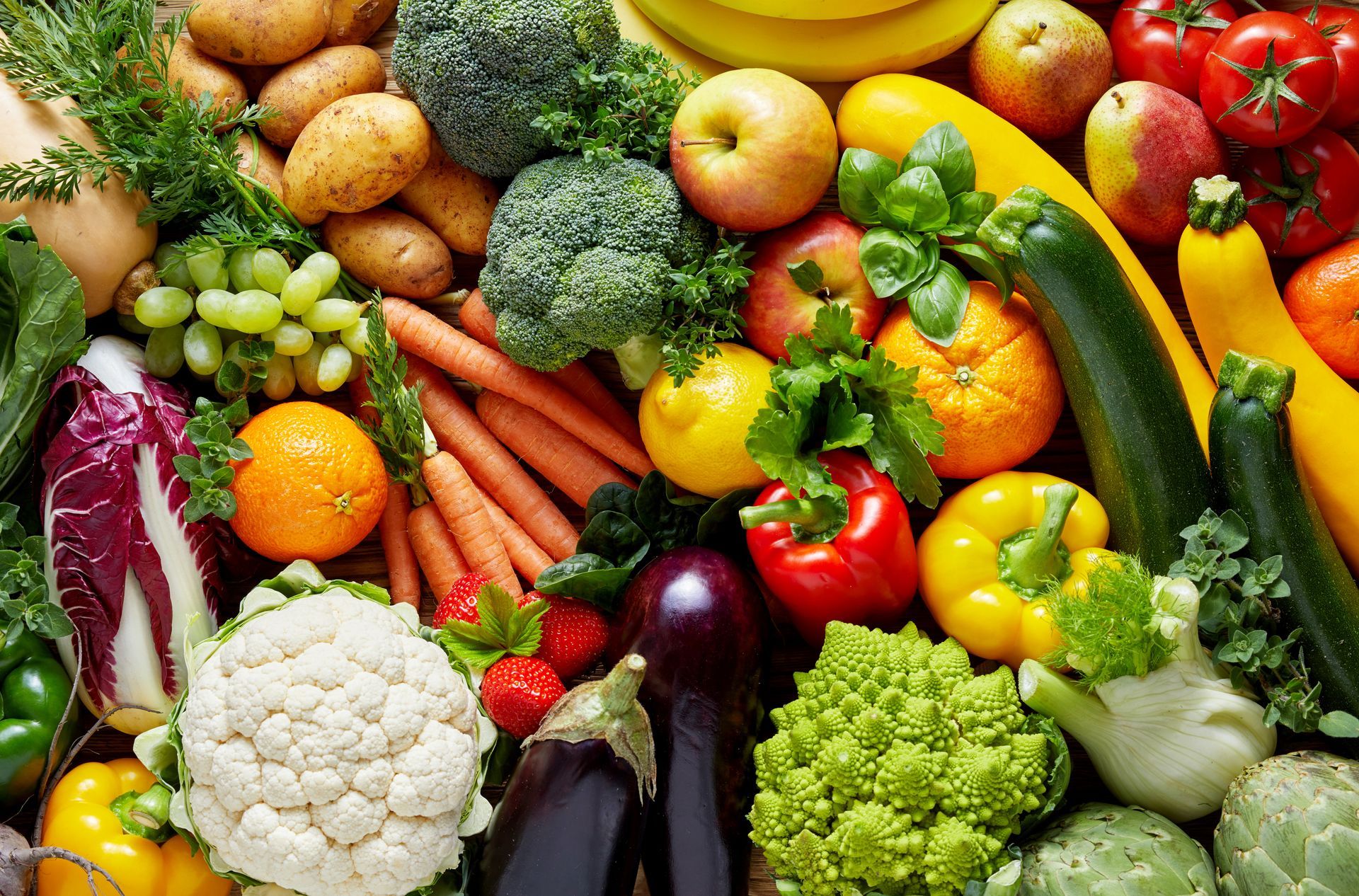 Fresh, colorful harvest from an organic garden 