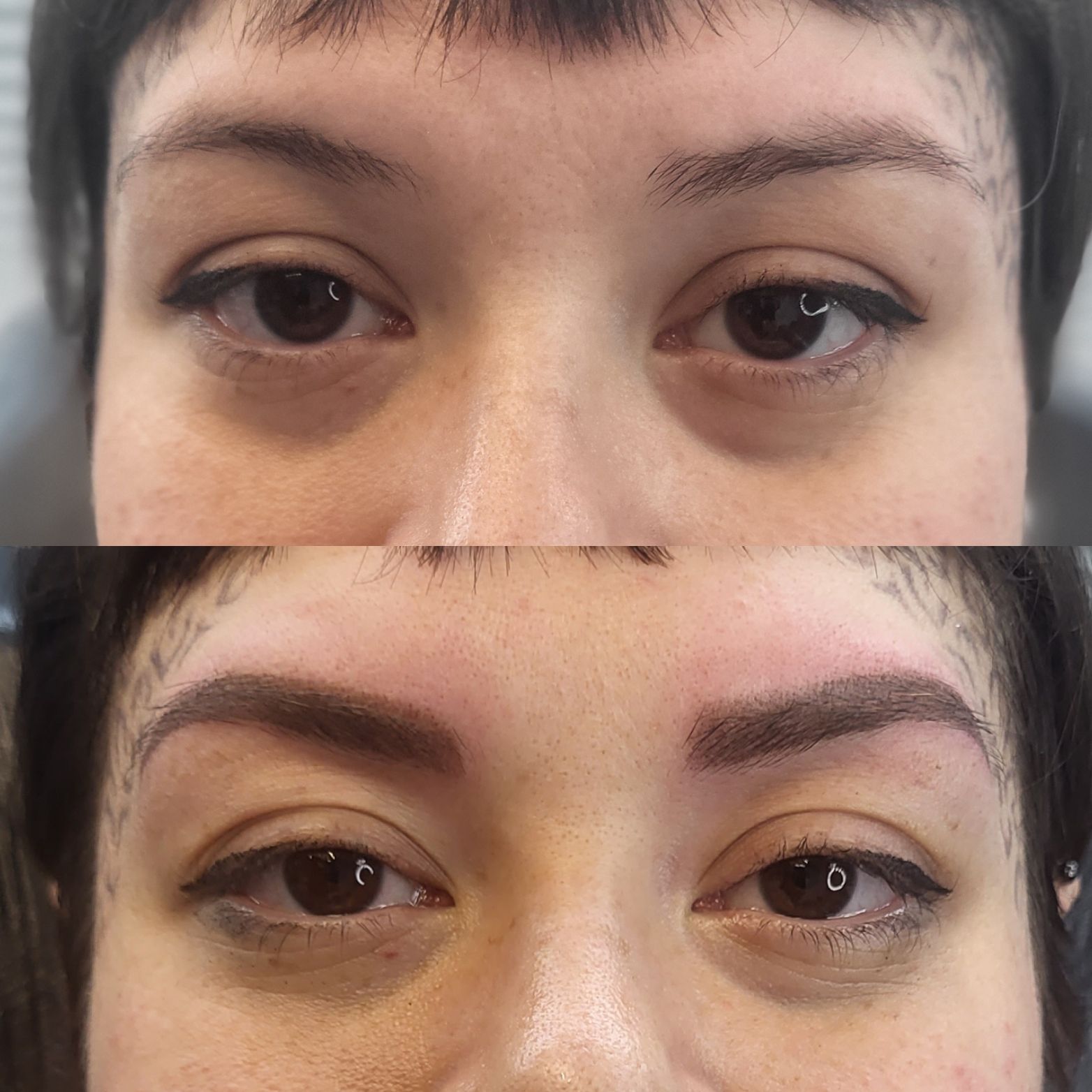 Augenbrauen mit Permanet Make-up vorher nacher Bild