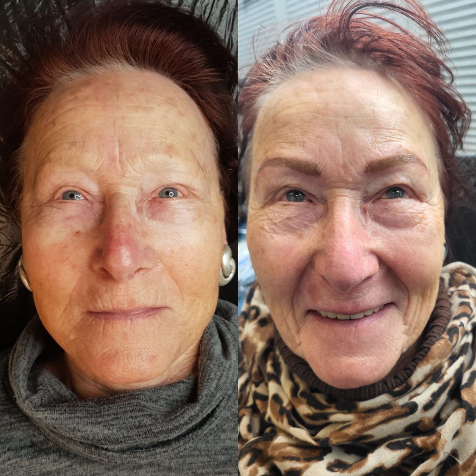 Augenbrauen mit Permanent Make-up vorher nacher Bild