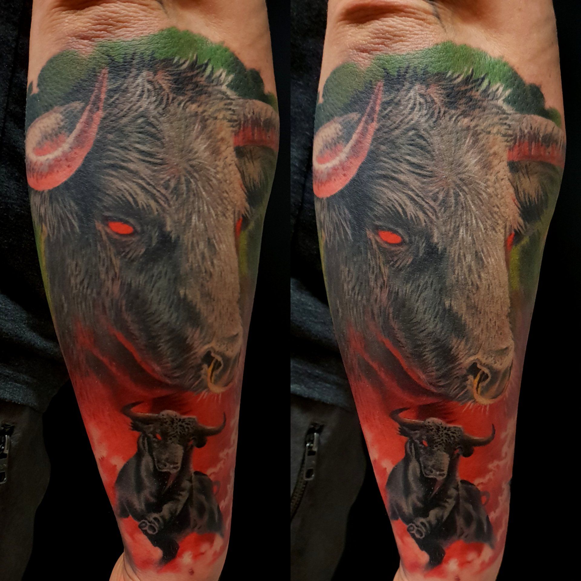 Stier Tattoo, Tiertattoo, Tier Tattoo, Neotraditional, Farbrealismus, Color realism,