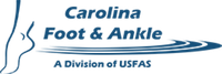 Logo for Carolina Foot & Ankle with a foot graphic and text. 