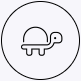 Ein Schildkrötensymbol in einem Kreis auf weißem Hintergrund.