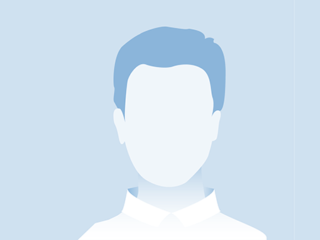 Die Silhouette eines Mannes ohne Gesicht auf blauem Hintergrund.