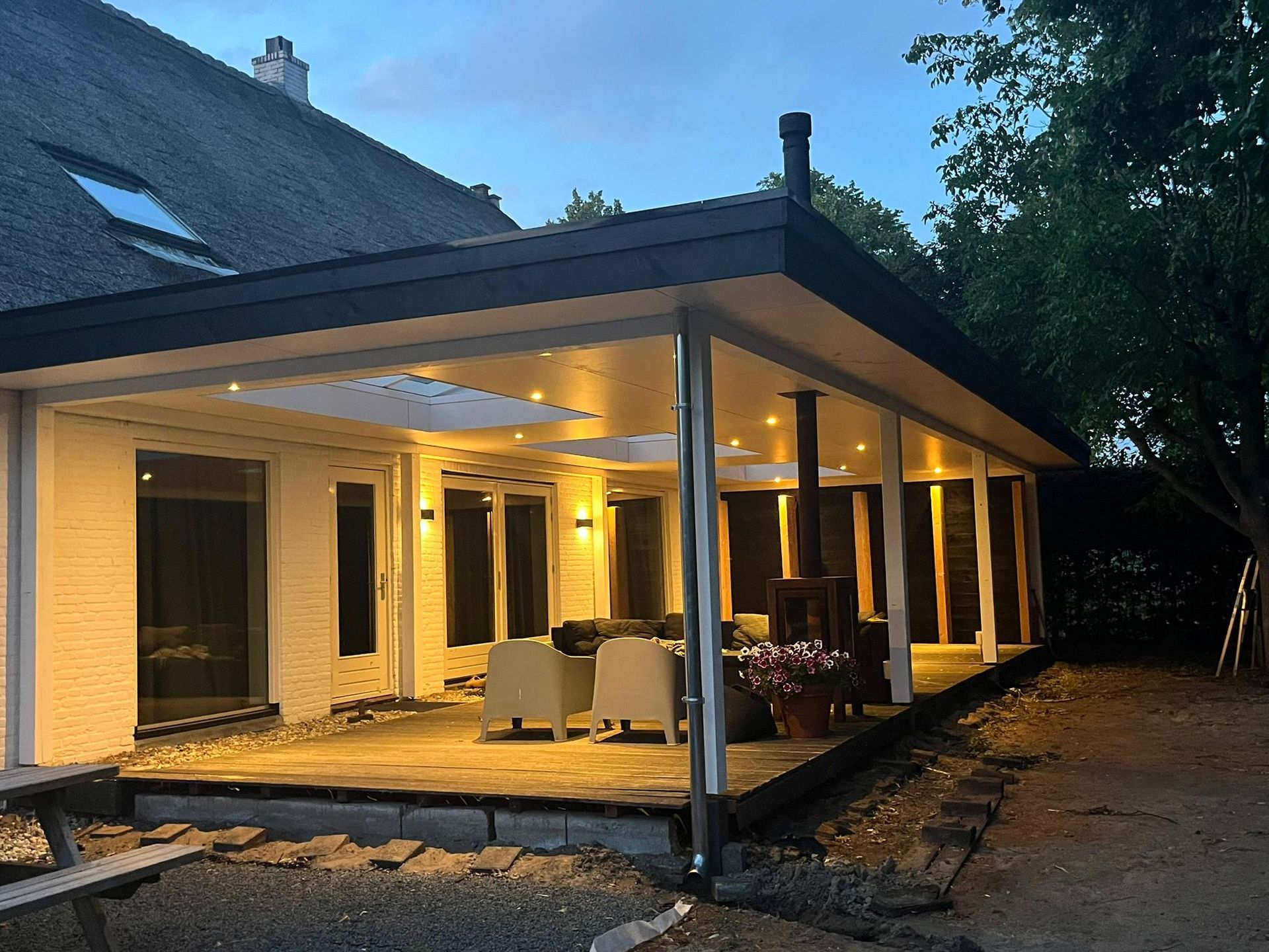Exclusieve veranda met zadeldaklichtstraat | Smans Houtbouw