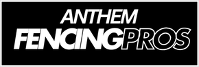 A black and white logo for anthem fencing pros