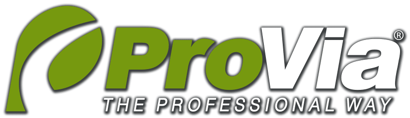 the provia logo is green and black and says the professional way