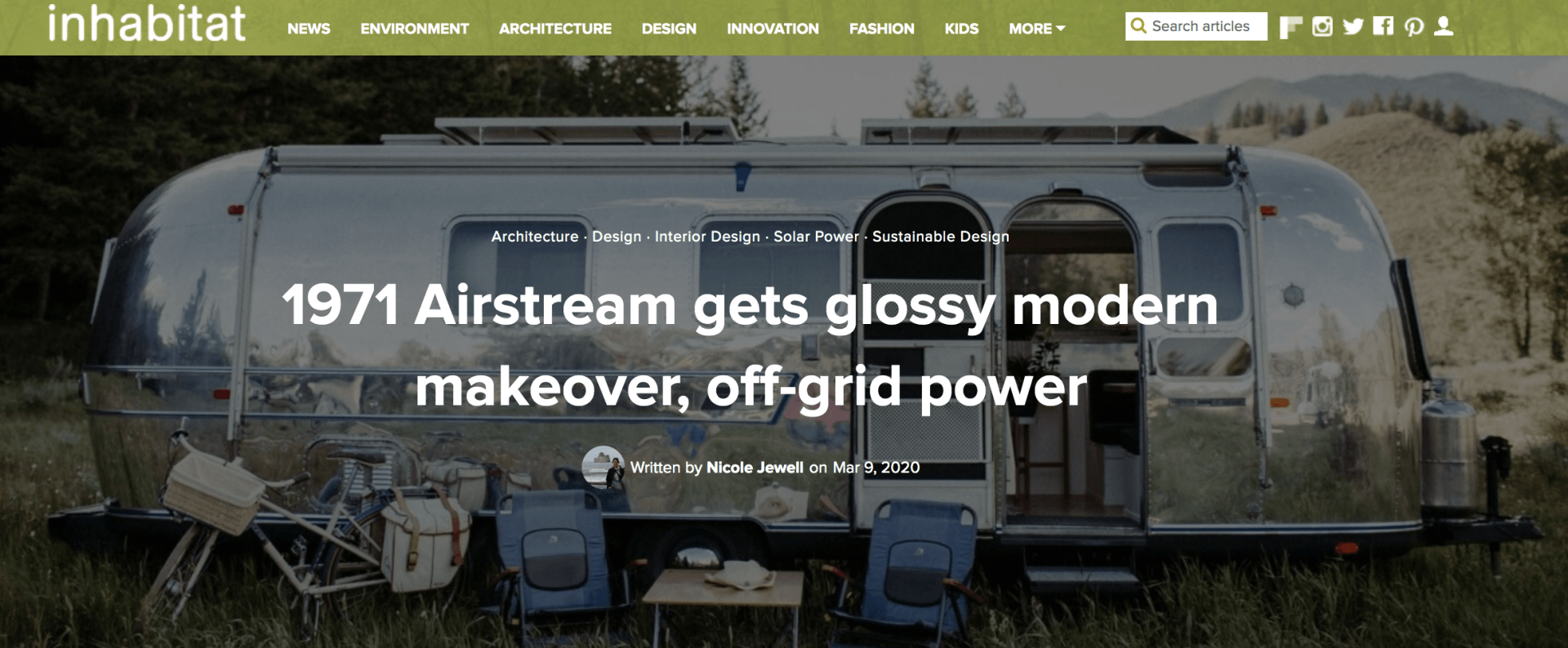 Polished Airstream remodel article on Inhabitat.com