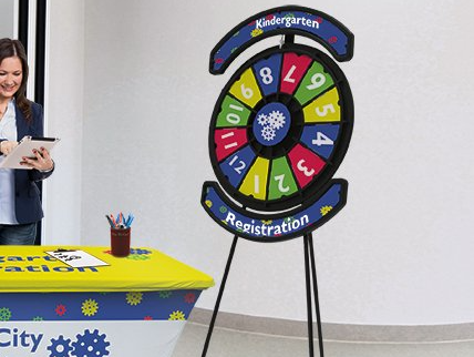 custom graphic spin wheel event element