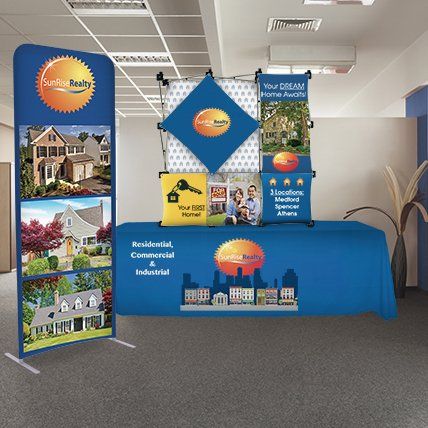 indoor event elements set up for greeting people