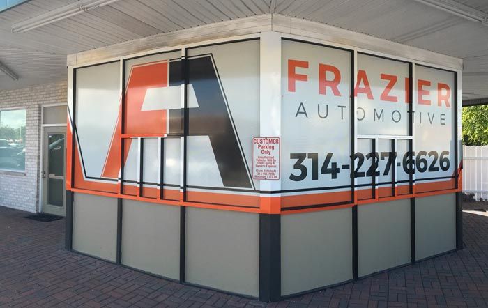 Windows and mullions wrapped in vinyl both standard and perforated vinyl