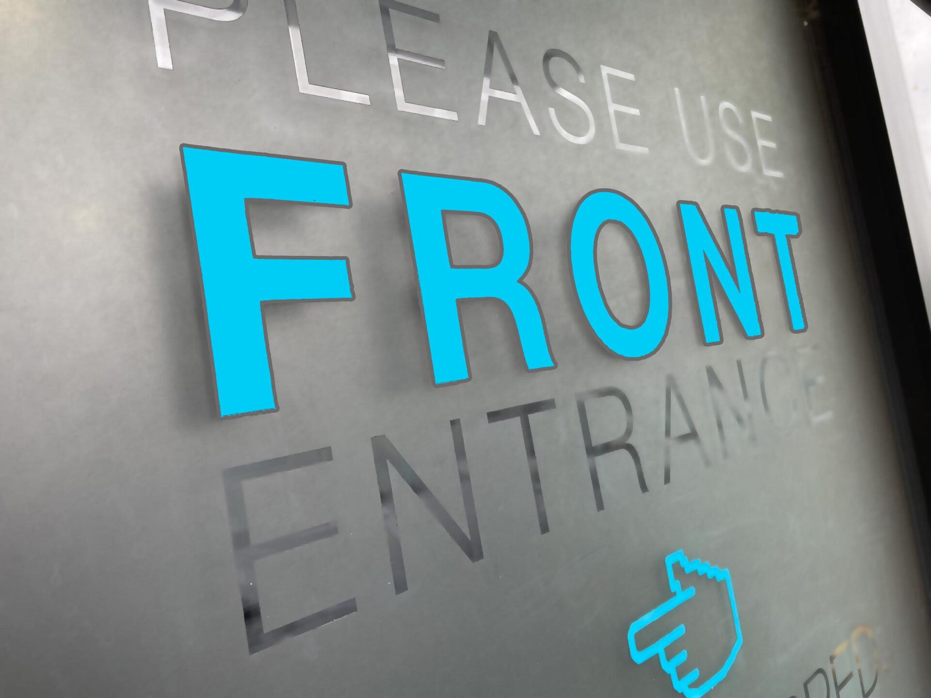 solid vinyl with frosted vinyl on window graphic