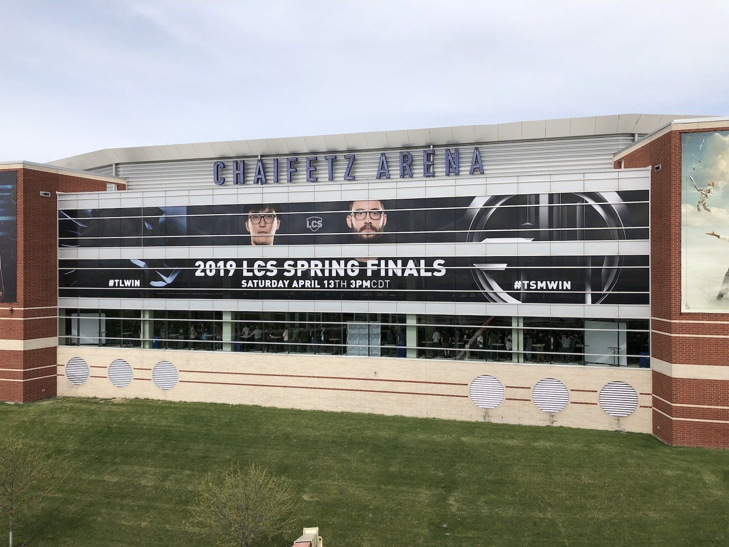 windows with solid vinyl window graphics to promote event