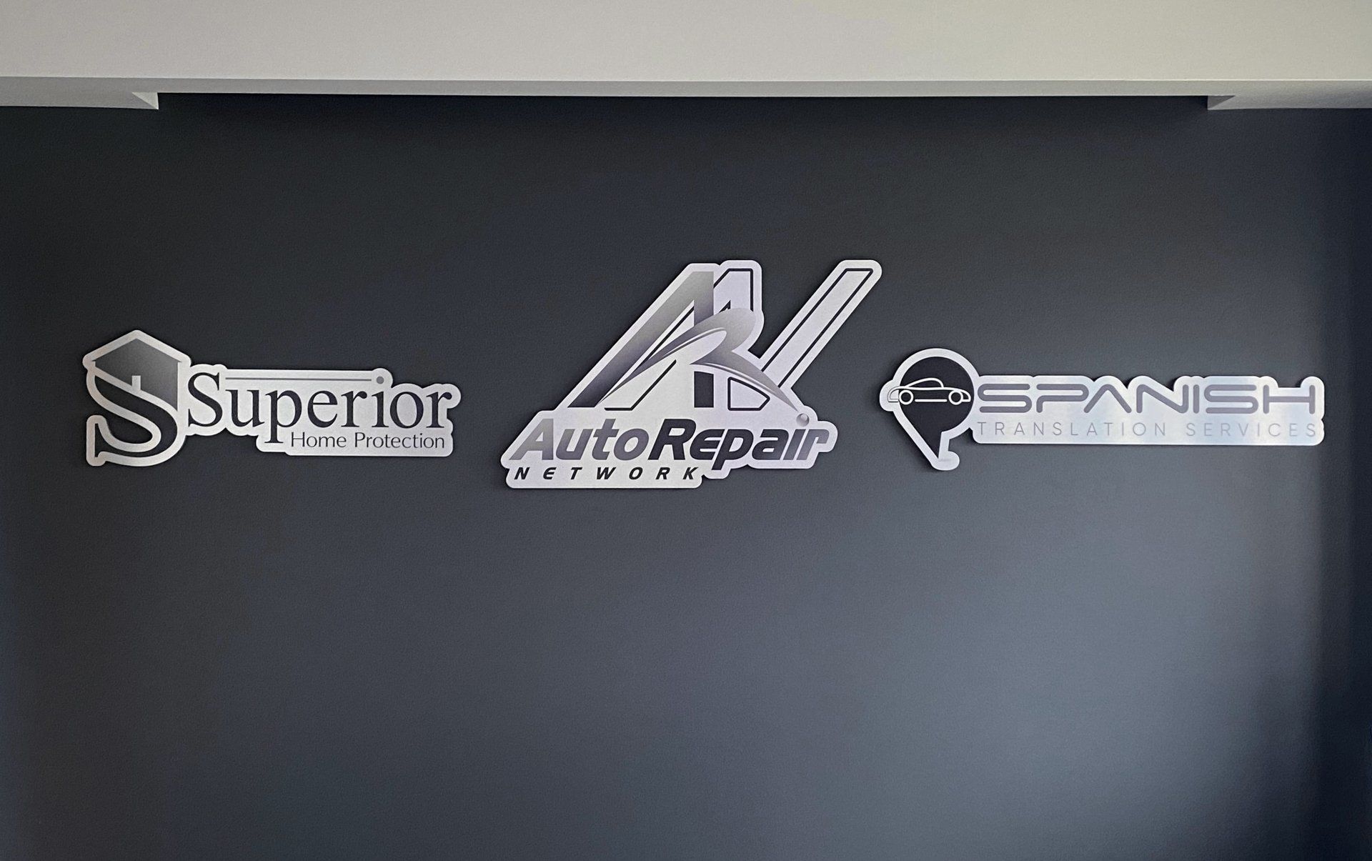 Standoff Signage direct printed on Aluminum substrate in monochrome colors