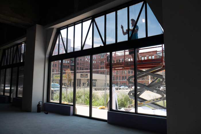 interior looking out showing select windows in perf