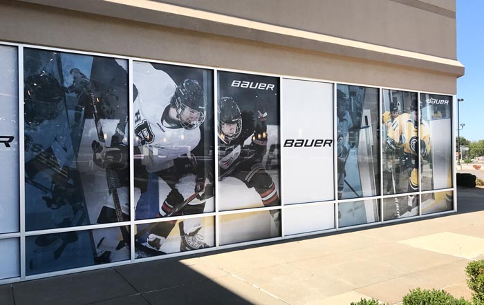 Total Hockey store front window perf advertising images