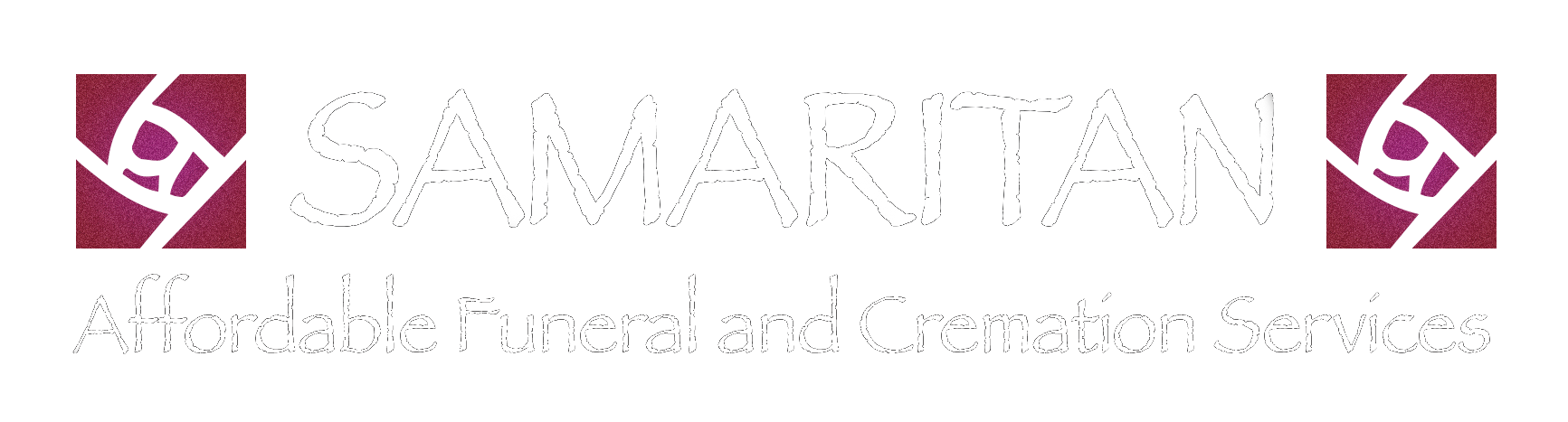 Logo for Samaritan Affordable Funeral and Cremation Services. Includes flower icons and text in a dark red color.