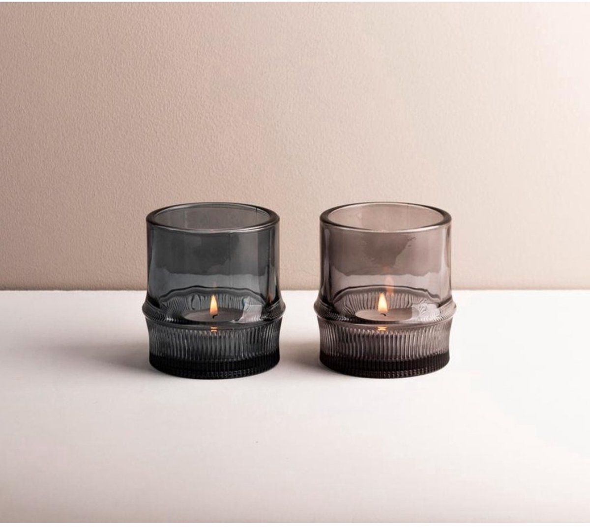 Gusta - Theelichthouder - P/set Blauw en Grijs