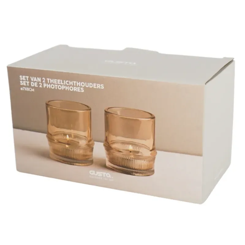 Gusta - Theelichthouder - P/set Geel