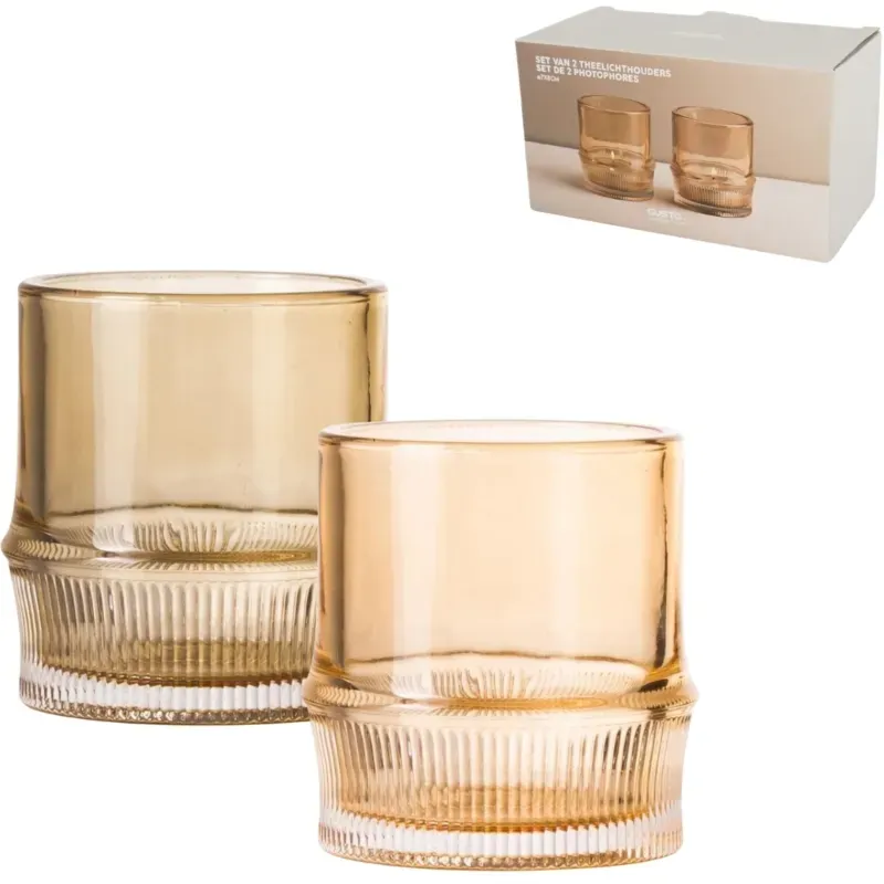 Gusta - Theelichthouder - P/set Geel