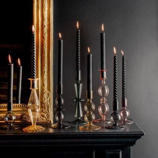 Gusta - Dinerkaarshouder Glas 19cm hoog - Zwart