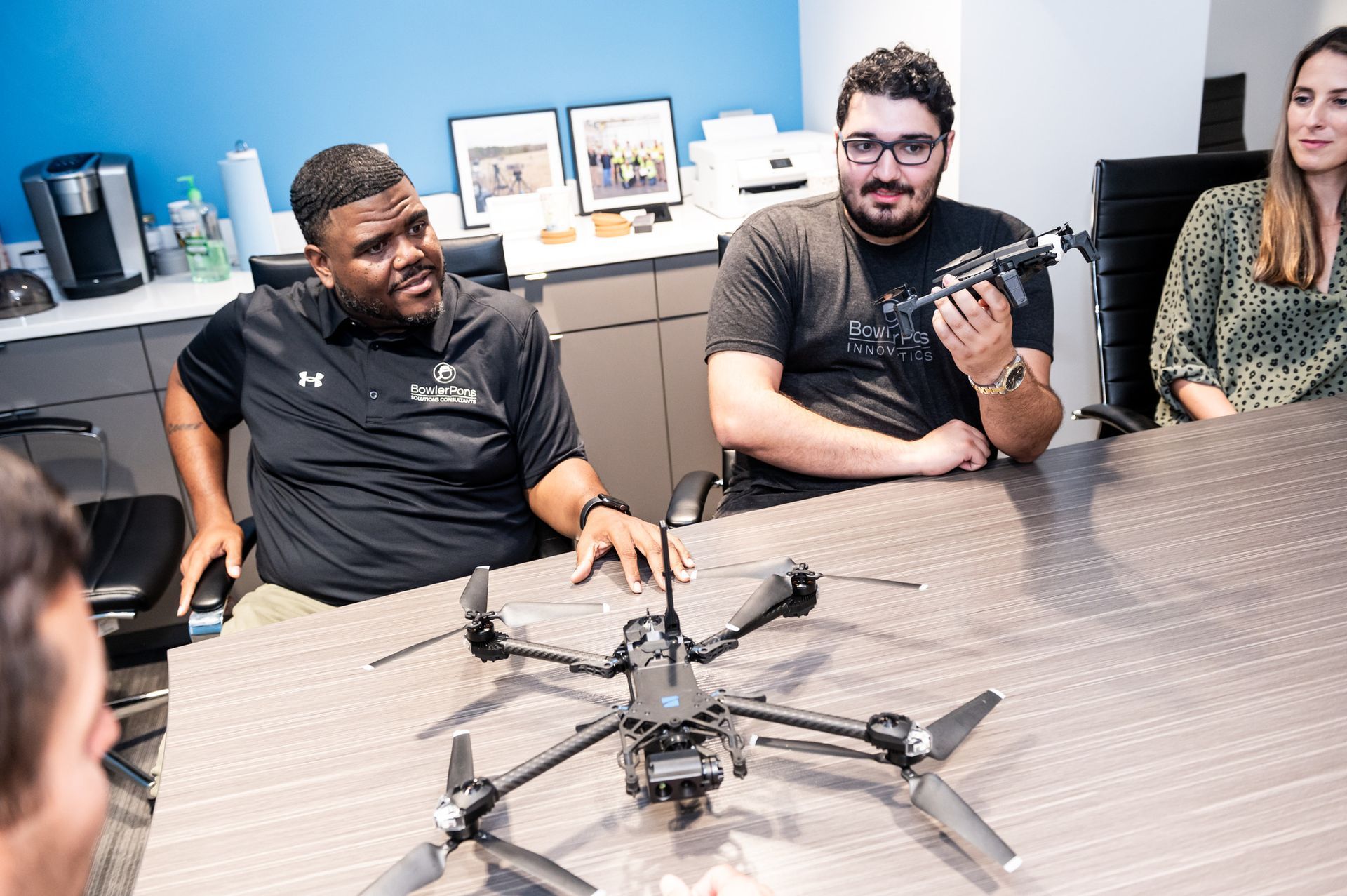 Bowler Pons Team drone demonstration in conference room