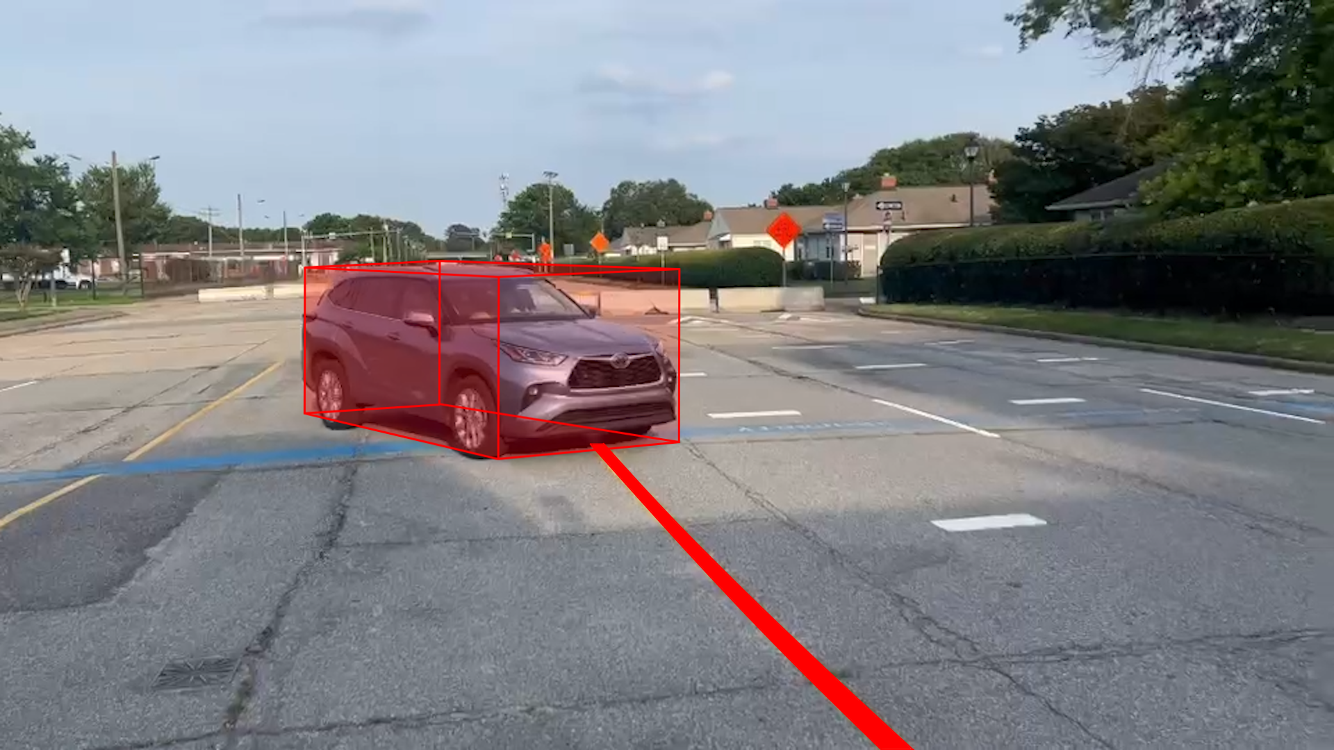 SAVI vehicle crossing with red diagram