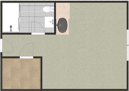 A floor plan of a house with a bathroom and a toilet