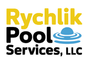 Logo for Rychlik Pool Services, LLC, featuring yellow 
