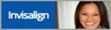 A woman is smiling in front of an invisalign logo