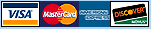 A visa mastercard and discover logo on a blue background