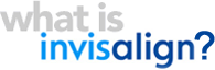 A blue and white logo that says `` what is invisalign ? ''