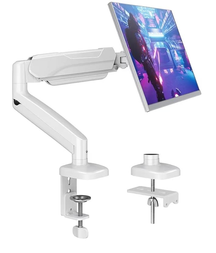 Miztishea Single Monitor Desk Mount Holds Screen up to 32 inch, Height Adjustable Monitor Arm, Computer Monitors Stand with Clamp/Grommet Mounting Base, VESA Mounts Fit 4.4-17.6lbs Computer, Black