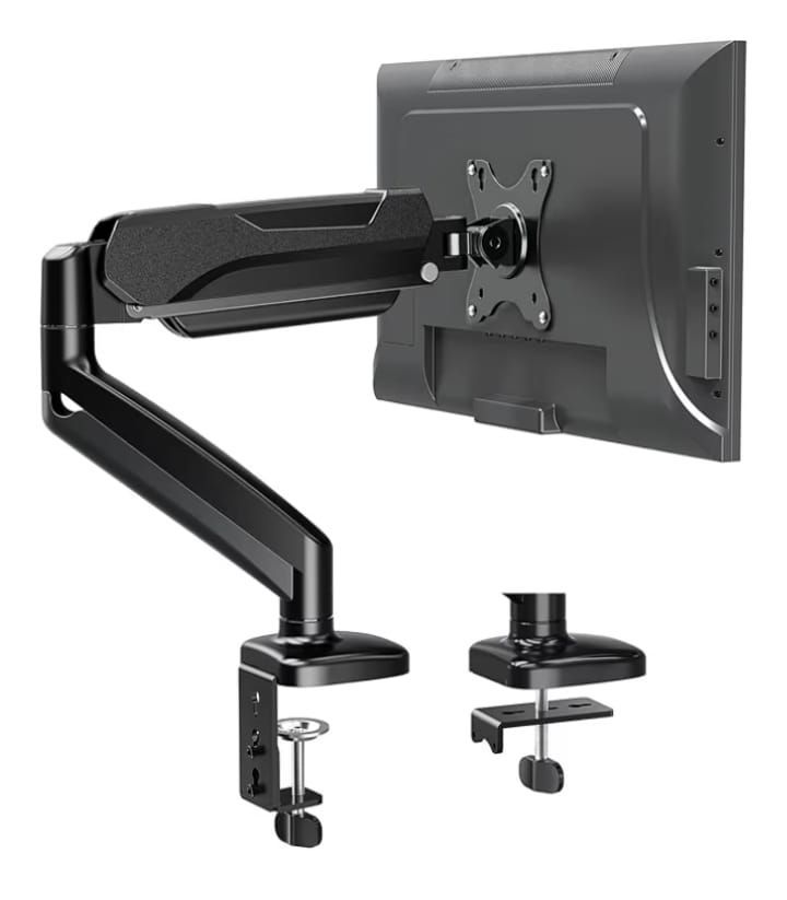 Miztishea Single Monitor Desk Mount Holds Screen up to 32 inch, Height Adjustable Monitor Arm, Computer Monitors Stand with Clamp/Grommet Mounting Base, VESA Mounts Fit 4.4-17.6lbs Computer, Black