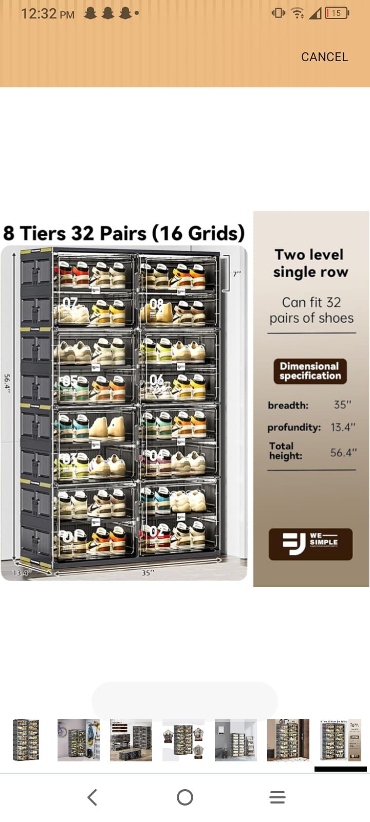 Portable Shoe Rack Organizer for Closet Entryway, Stackable Sneaker Storage Shoe Cabinet with Magnetic Clear Door, Large Plastic Storage containers Bins with Lids 8 Tiers 32 Pairs