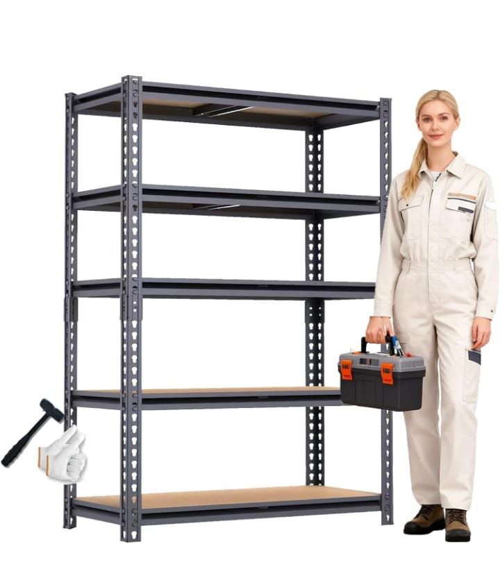 5-Tier Heavy Duty Storage Shelving Unit, 2000 lbs Capacity, Adjustable Metal Utility Shelf, 48