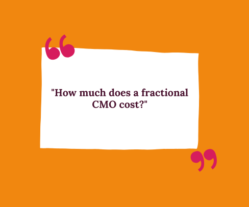Orange quote graphic with white text: “How much does a fractional CMO cost?”
