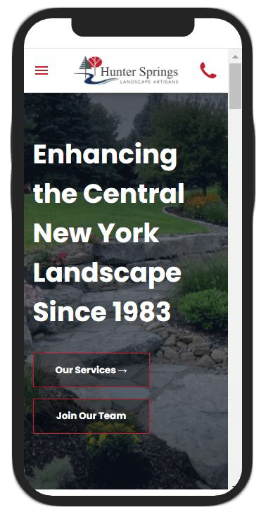 hunter springs landscape artisans website design example 