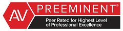 A logo for AV preeminent peer rated for highest level of professional excellence