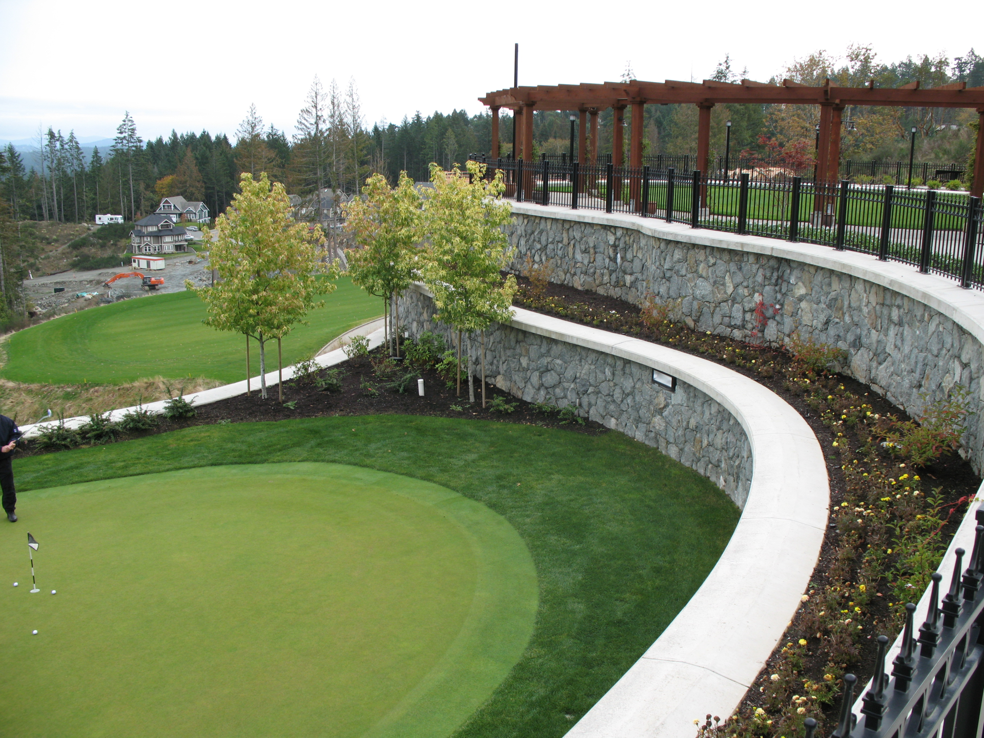 Commercial retaining wall constructed for local golf course in Langford BC