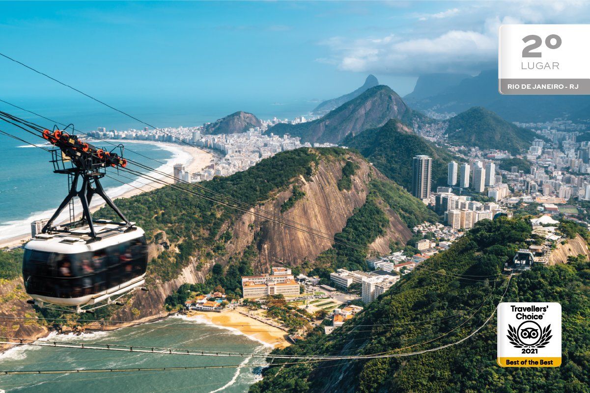 Vista dos Bondinhos do Pão de Açúcar no Rio de Janeiro