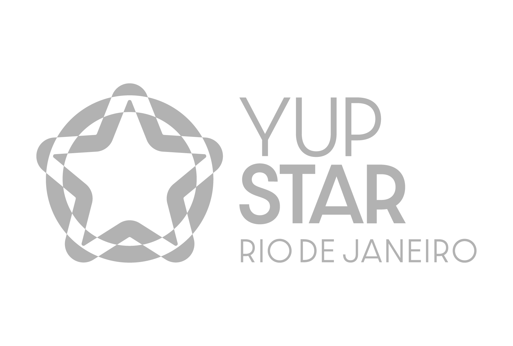 Um logotipo preto e branco para yup star rio de janeiro.
