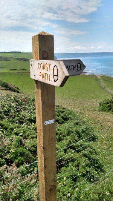 SW Coast path sign just before the cliffs