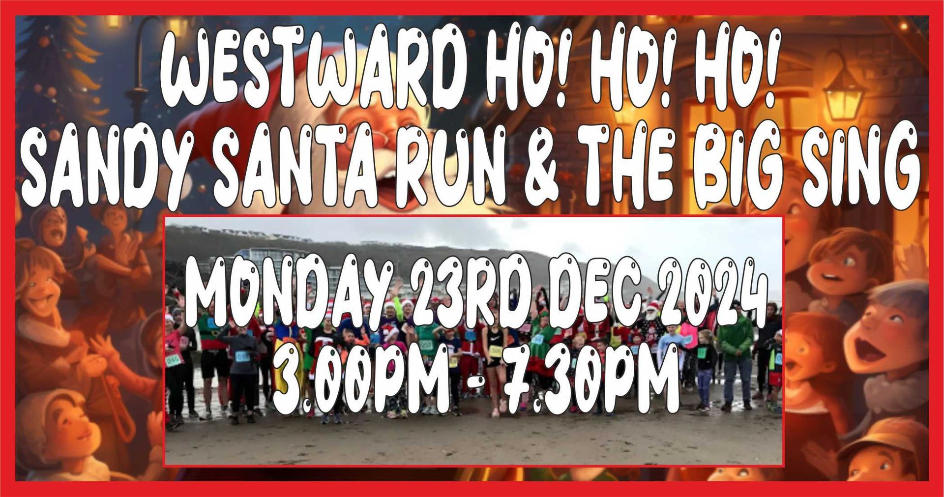 The Westward Ho! Sandy Santa Fun Run held on the beach every December