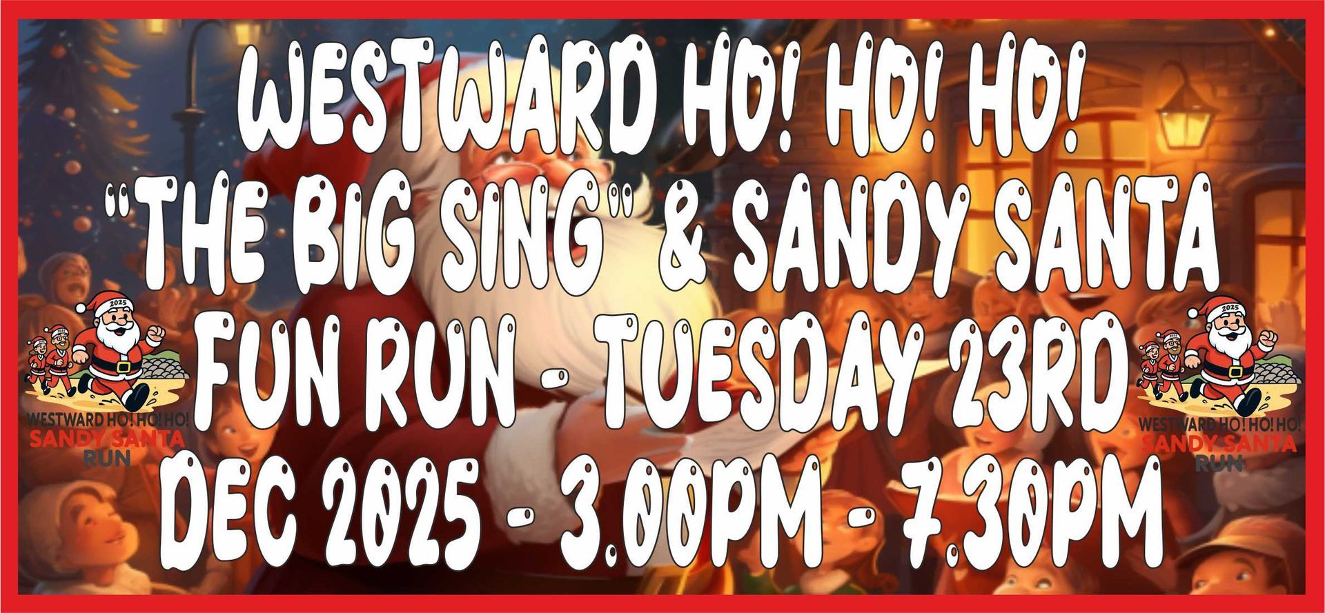 The Westward Ho! Sandy Santa Fun Run held on the beach every December