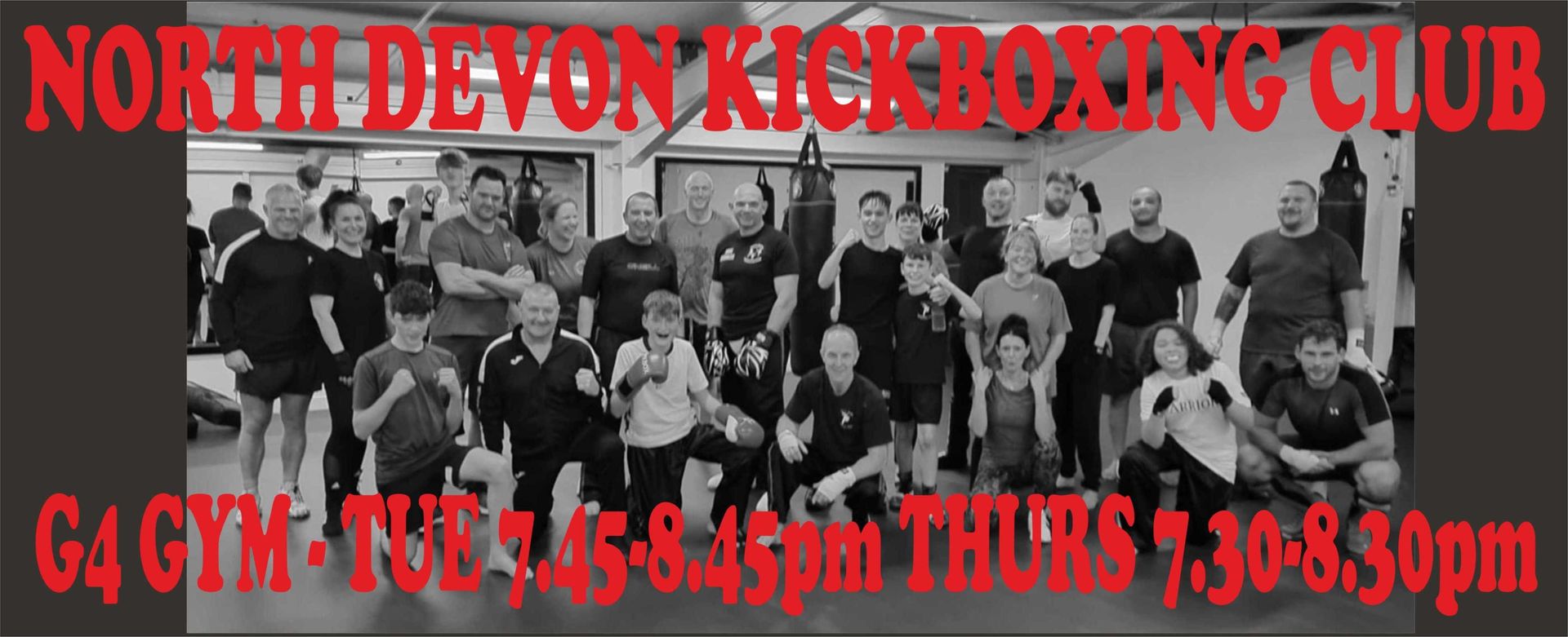 North Devon Kick boxing train at G4 Gym every Tuesday and Thursday. We do pad drills, kick shields, learn defences, train attacks and use sparring. You will learn valuable self defence, gain self confidence, feel fitter and become healthier. Come and train with us.