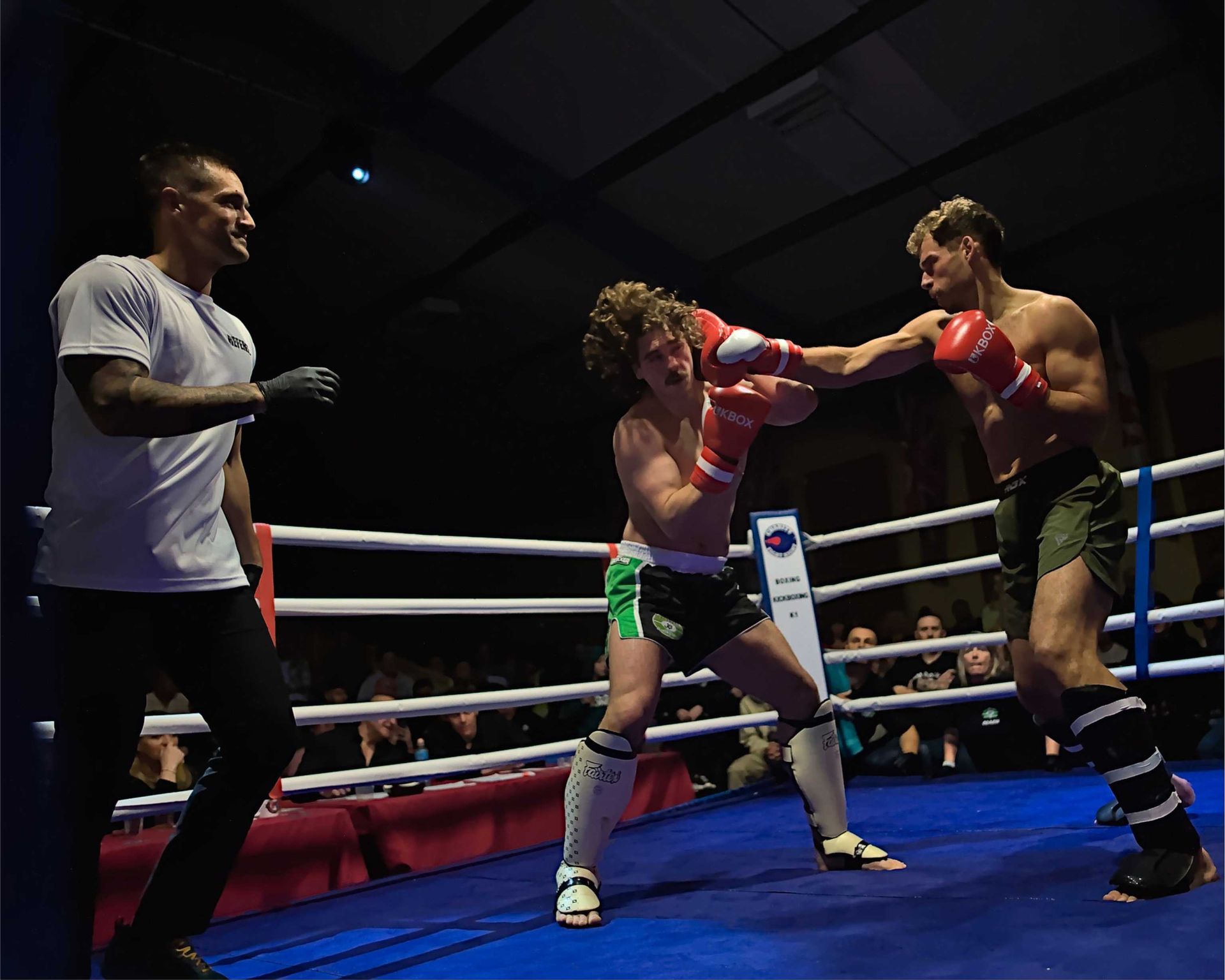 One of North Devon Kickboxings fighters at the Charity Fight Night at the Big Sheep in Bideford. The skills you learn do allow you to be competative even when tested to the maximum. Full contact fighting isn't for everyone.