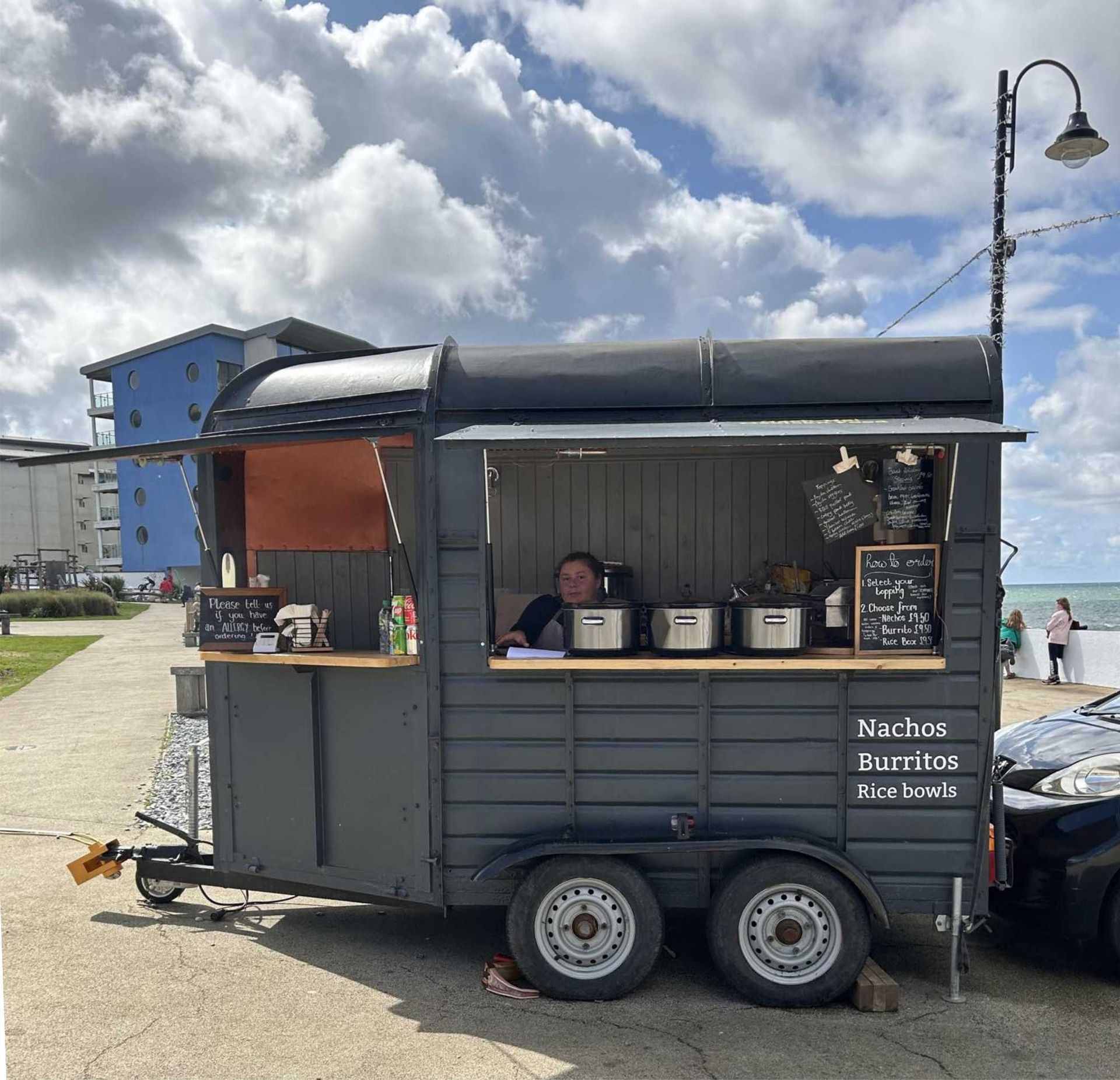 Nach Ho! is a Mexican food trailer in the centre of Westward Ho!